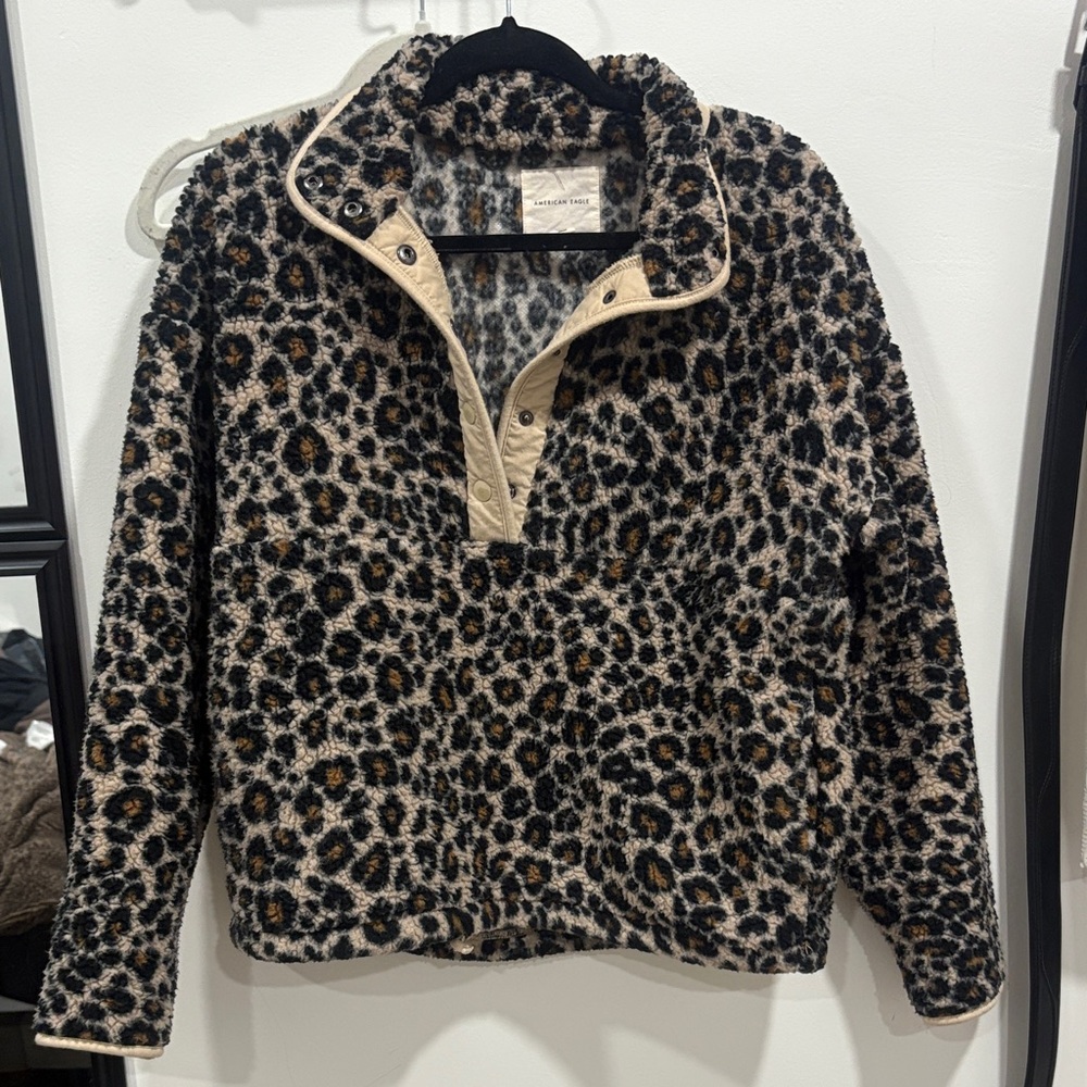 American Eagle Outfitters Leopard Teddy Jacket